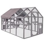 Large Cat Enclosure Wooden Catio Outdoor Cat House with Bridges, Walks, Roof Cover