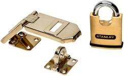 Stanley Hardware V8800 Solid Brass Heavy Duty Padlock with Hasp, 6-1/4 Inch