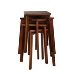 Aibiju Square Wooden Stools, Dressing Table Stools, Solid Wood Makeup Stool, Step Stool, Kids Small Table, Perfect Size for your Living Room, Bedroom,(Brown, 4PCS),YD-1500-4