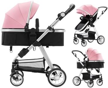 Blahoo Baby Stroller for Toddler,Bassinet Stroller,Foldable Aluminum Alloy Pushchair with Adjustable Backrest,Adjustable Direction Pink