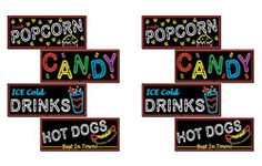 Beistle S57505AZ2, 8 Piece Neon Food Sign Cutouts, 19.5"