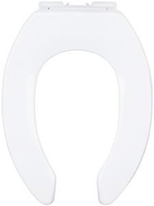 Meaferks Commercial Toilet Seat, Heavy Duty Open Front Toilet Seat, Never Loose, Extended Plastic, White 1 Pack （A-090）