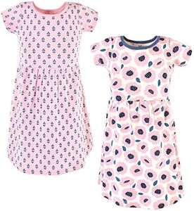 Touched by Nature Girls' One Size Organic Cotton Short Long-Sleeve Dresses, Youth Blossoms Short Sleeve, 12 Years