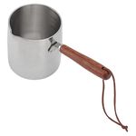 450ML Stainless Steel Warmer, Coffee Milk Warmer, Mini Coffee Milk Pot Small Saucepan with Wooden Handle for Heating Milk, Making Syrup, Melting