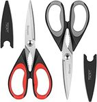 Kitchen Shears, 2-Pack Kitchen Scissors Heavy Duty Meat Scissors, Dishwasher Safe Cooking Scissors, Multipurpose Stainless Steel Sharp Utility Food Scissors for Chicken (Red,Black,Grey)