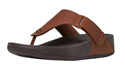 Fit Flop Men's Trakk-Ii Dark-Tan Leather Floaters-10 UK (44 EU) (12 US) (279-277)