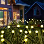 Kohlrabi Solar Lights Outdoor Waterproof, 8 Pack Solar Wind Swaying Lights 96 LED Firefly Lights, Solar Garden Lights for Yard Lawn Patio Pathway Party Halloween Christmas Decoration(Warm White)