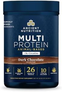 Ancient Nutrition Multi Protein Animal Based Powder + Creatine, 26g Protein, Grass Fed Whey, Bone Broth, Collagen Peptides, 5g Creatine Monohydrate, Colostrum & Probiotics, Dark Chocolate, 15 Servings