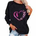 Keepink Breast Cancer Sweatshirt for Women Pink Ribbon Breast Cancer Awareness Pullover Long Sleeve Shirts Women In October We Wear Pink Print Breast Cancer Survivor Pullover