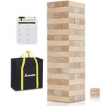 Aivalas Giant Timber Blocks Games, 56 Blocks Large Tower Outdoor Indoor Games - Includes Carry Bag and Scoreboard, Wood Stacking Yard Games Grows from 2Ft to Over 4.2Ft for Kids Adults Family