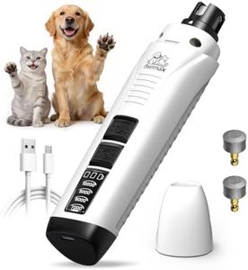 Dog Nail Grinder, 4-Speed Rechargeable Quiet Electric Pet Nail Trimmer with Dual LED Lights Safety Guard Dog Nail Trimmer for Small Medium Large Dogs Cats Ideal for Home Grooming Pet Salon Travel Use
