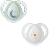 Tommee Tippee Nighttime Pacifier, 0-6 Months, 2 Pack of Glow in The Dark Pacifiers with Reusable sterilizer pod