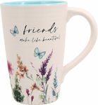 Pavilion - Friends-17 Ounce Cup, Floral Pattern Coffee Mug, Butterfly Coffee Cup, Spring Summer Kitchen Ideas, Friend Gifts Microwave & Dishwasher Safe, 1 Count, Cream