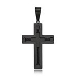 SILBAZ Stainless Steel Cross Necklace For Men Texture Crucifix Delicate Catholic Christ Cross Pendant Necklaces for Religious Jewelry Gifts, Stainless Steel, No Gemstone