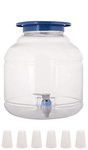 mastBus Plastic Water Dispenser with Tap and 6 Glasses, Storage Container Jar Bottle Can (10 Litre, Transparent)