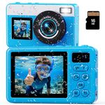 Maxmango D70 Underwater Camera,10FT Waterproof Camera,4K 48MP Compact Digital Camera with Autofocus Selfie Dual-Screen,for Boys Girls Teens Beginner Snorkelling,Swimming and Holidays(16GB)