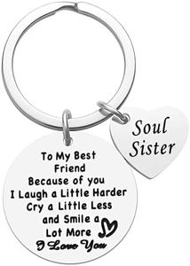 Best Friend Birthday Gifts for Women, Best Friend Keychain, Friendship Keychain, Soul Sister BFF Work Besties Gifts for Women, Soul Sister