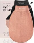 Kitsch Deep Exfoliating Glove - 2pc Eco Friendly Exfoliating Body Scrubber, Dead Skin Remover, Exfoliator Body Scrub Mitt for Skin Cell Renewal, Body Exfoliating Gloves for Shower - Black/Terracotta