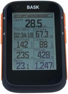 BASK, Wireless Bike Computer, Cyclocomputers, GPS Cycling Speedometer and Odometer with Bluetooth and ANT+, Bicycle Accessories with LCD Display, Waterproof, Bike GPS Tracker