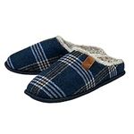 DUNLOP Mens Check Mule Slippers - Navy - UK 9