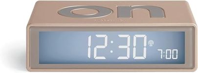 Lexon Flip+ Digital Alarm Clock for bedrooms, Reversible On/Off Faces with Snooze Function, LCD Display & Touch Sensor Light, Battery Operated, Rubber - Soft Gold