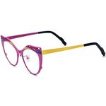 FONEX Colorful Pure Titanium Glasses Frame Women Cat Eye Eyeglasses Retro Vintage Optical Eyewear F85748, F85825 Pink, 56-16-145