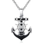 TwoAnts Anchor Necklace 925 Sterling Silver Compass Pendant Necklace Nautical Jewellery Gifts for Coastal Men Women