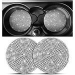 2PCS Bling Car Cup Holder Coaster, Handcrafted Rhinestone Crystal Cup Holder Coaster Anti-Slip Universal for Cars, SUVs, Home, Office, Car Interior Accessories for Women & Men (White)