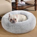 WESTERN HOME WH Dog Bed,Cat Kitten Bed large washable,Waterproof Scruffs Dog Bed,Fluffy Plush Dog Basket with Anti-Slip Bottom,Light Grey,91 x 91 x 20 cm(L x W x H)