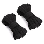 VSUDO 45" Oval Athletic Sneakers Shoelaces, Half Round Basketball Shoe Laces, Running Shoestring or Sport Shoes Laces [2 Pairs-Black-115CM]