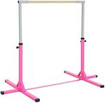 HOMCOM Gymnastics Bar, Height Adjustable Gymnastics Horizontal Bar for Kids, Home Gym Training Children Junior Kip High Bar Fitness, Pink
