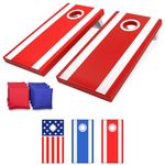 GoSports 4 ft x 2 ft All Weather Cornhole Game Set - includes 8 Bean Bags & Game Rules (Choose Between American Flag, Red, and Blue Designs)