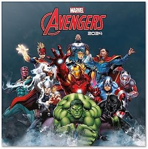 Grupo Erik Calendario 2024 Marvel Los Vengadores - Calendario pared 2024 - Planificador mensual 30x30 cm | Calendario Marvel 2024 - Calendario Los Vengadores 2024