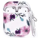 V-MORO Clear Airpods Case Compatible with AirPods 2 & 1 Soft Transparent TPU Apple Airpod Cases Protective Cover Women Men Girls Boys (Pink Flower)