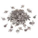 Cheriswelry 80pcs Tibetan Maple Leaf Pendants Antique Silver 4 Styles Tree Leaves Marijuana Charms for DIY Jewellery Necklace Making