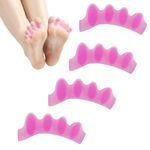 DLOSN 2 Pairs Toe Separators For Men and Women - Correcting Bunions and Restoring Toes to Their Original Shape,Toe Spacers, Bunion Corrector,Yoga Toe (2 pairs Pink)