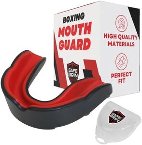 SAFE GRIN Pro Mouth Guard Boxing - Essential Shock Absorbing Boxing Mouthguard | Custom Fit Youth Mouth Guard MMA Sports - Ideal Mouth Protection for MMA, Muay Thai and More - Adult Black