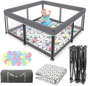 Foldable Baby Playpen with Mat - Portable, Spacious & Sturdy Play Yard for Babies and Toddlers, Quick 1-Minute Setup, Travel-Friendly, Safe & Durable for Indoor and Outdoor Use (Grey, 50x50 inches)