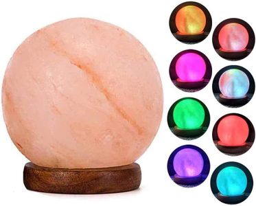 Himalayan Salt Lamp 7 Inch Round, Natural Crystal Pink Rock Salt Night Light, 8 Color Changing USB Powered Himalayan Pink Salt Lamp for Home Decor - 1 Piece