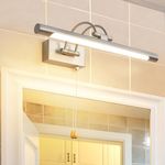 TYhogar Bathroom Mirror LED Picture Light with Swivel Lamp Head Wall Sconce 8W Pull Cord Switch for Bath Adjustable Arm Bedside Reading Lamp Fixtures for Office Bedroom 3000K IP44(Nickel)