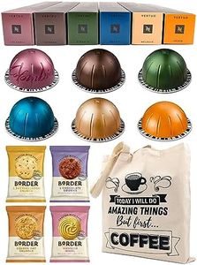 Nespresso Vertuo Coffee Capsules Selection - Inizio, Colombia, Intenso, Stormio, Melozio & Odacio - 6 Boxes (60 Pods) Bundled with Border Biscuits & Giftable Tote Bag