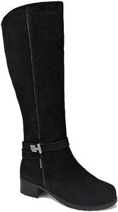 Comfy Moda Knee High Boots for Women, Waterproof Suede Fur Lined Winter Boots, Nicole, Black Size 10