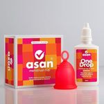 Asan Menstrual Cup (Heavy Flow) + Asan OneDrop Cleanser Combo Pack | Special Ring Design | Premium Medical Grade Silicone | Natural Period Cup Wash (Heavy Flow + One Drop Cleanser)