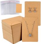 Earring Display Card, Earring Card Display Earring Holder Cards,with Self-Seal Bags, Necklace Display Cards,Earring Card Holder Blank Kraft Paper Tags for DIY Jewelry Display (brown)