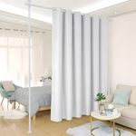 Room Divider, Drilling Free Curtain Rods Freestanding Tension Room Wall Divider Curtain Rod Adjustable Heavy Duty Partition Room Dividers for Dividing Room Hanging Curtains, 28-70inch(W) 4-10ft (H)