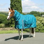 Fieldmasta 220g Mediumweight Combo Neck Turnout Rug - Premium 1200D Ripstop, Waterproof & Breathable with Anti-Rub Liner, Adjustable Chest, Memory Foam Wither Pad - Petrol Blue - 6FT6