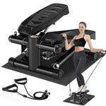 Steppers for Exercise at Home, Adjustable Pedal Height Mini Stepper with Resistance Bands, Stair Stepper with 330lbs Loading Capacity, Portable Exercise Equipment Comes with Stepper Mat