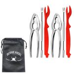 BERNIE ANSEL Crab Claw Crackers and Tools Set, 6-Piece Seafood Tools Set with 2 Crab Crackers, 2 Forks, 2 Lobster Shellers, Stainless Steel, 6.7 inches
