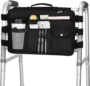 Walker Bag for Seniors-supregear Folding Walker Accessories Bag (Double Sided), Walker Basket Caddy Large Capacity Waterproof Tote with 9 Pockets and Cup Holder (Dark Black)