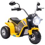 Aosom Kids Electric Motorcycle 6V Battery Powered Ride-On Dirt Bike 3-Wheels Motorbike with Horn Headlights Realistic Sounds 1.24mph Speed for Girls Boy 18-36 Months Yellow